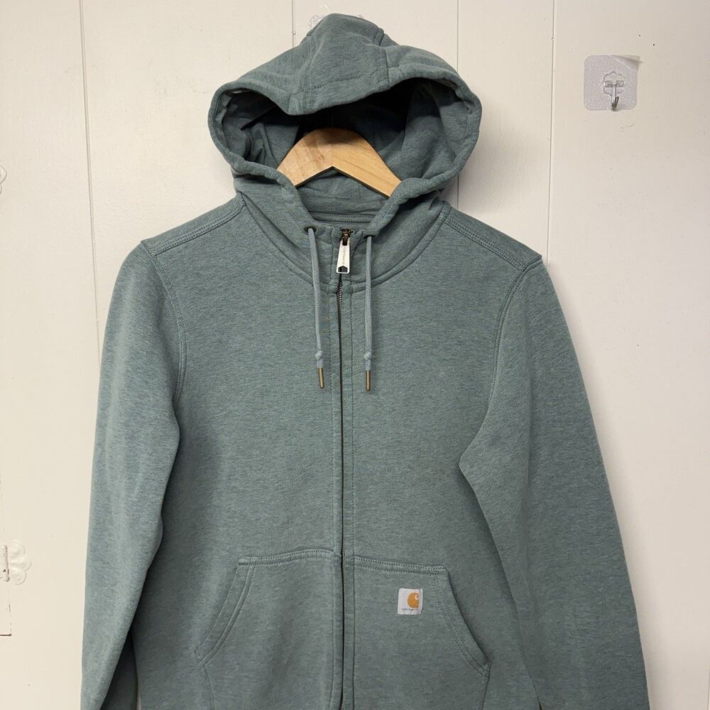 Carhartt Clarksburg Full Zip Hoodie Relaxed Fit Sage Green 102788 354 Women M - Picture 2 of 12
